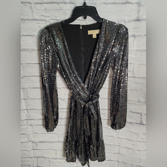 MICHAEL KORS Mirror Dot Matte-Jersey Crossover Dress Size XXS - Picture 3 of 7